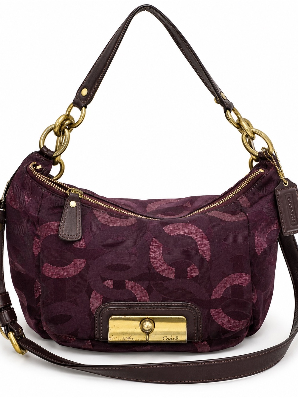 Coach Kristin 18295 Purple Op Art Lurex Chainlink Crossbody Shoulder Bag